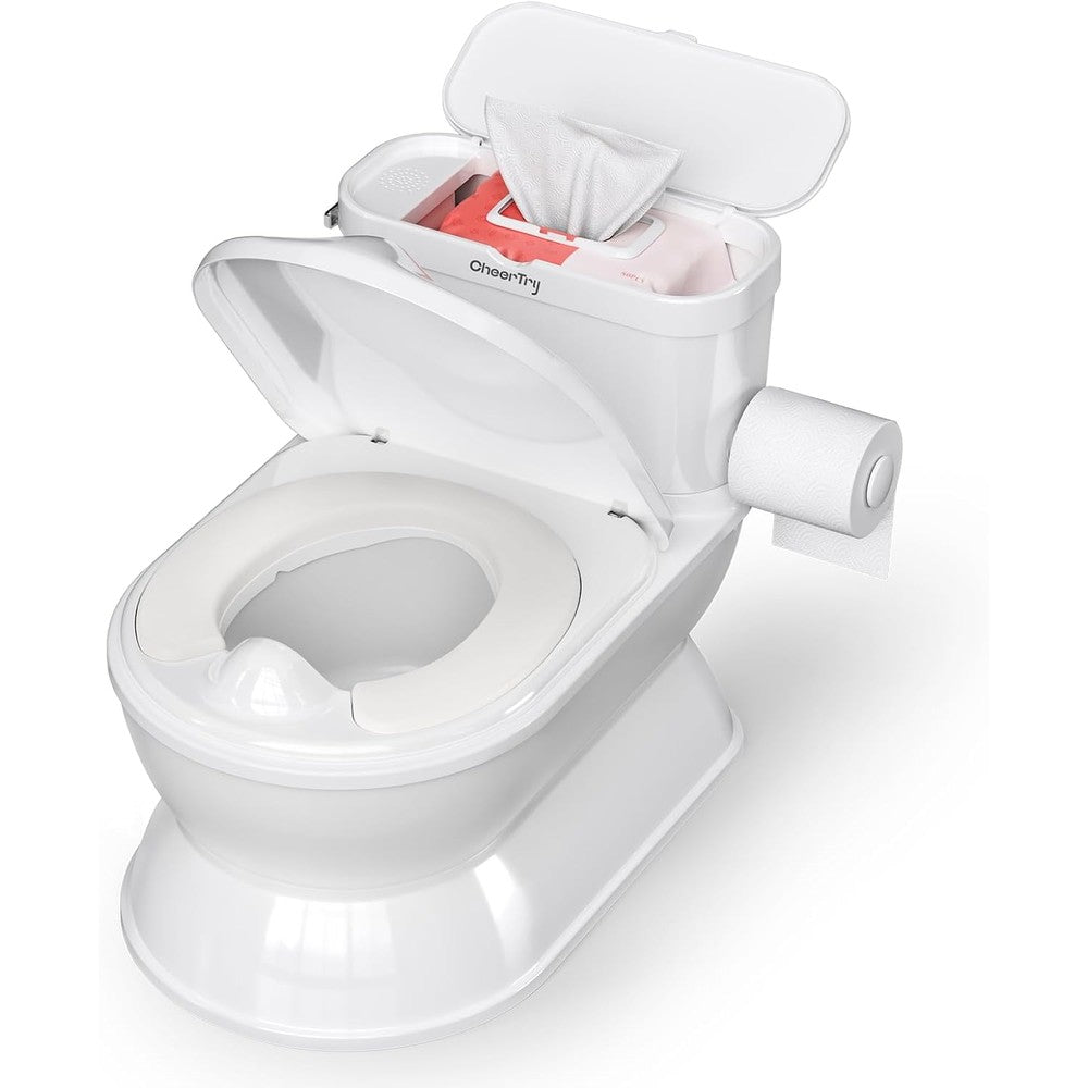 CheerTry 2-in-1 Toddler Potty Training Toilet front view with storage