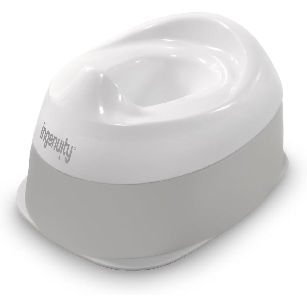 Ingenuity Ready Set Go Potty Training Toilet front view white and grey