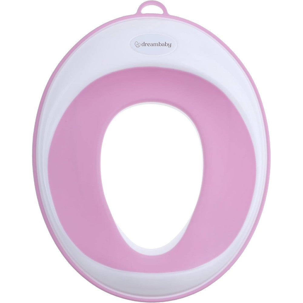 Dreambaby potty training toilet seat front view white and grey premium toddler trainer adapter