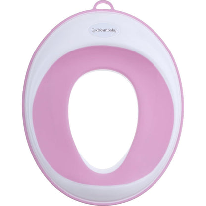 Dreambaby potty training toilet seat front view white and grey premium toddler trainer adapter