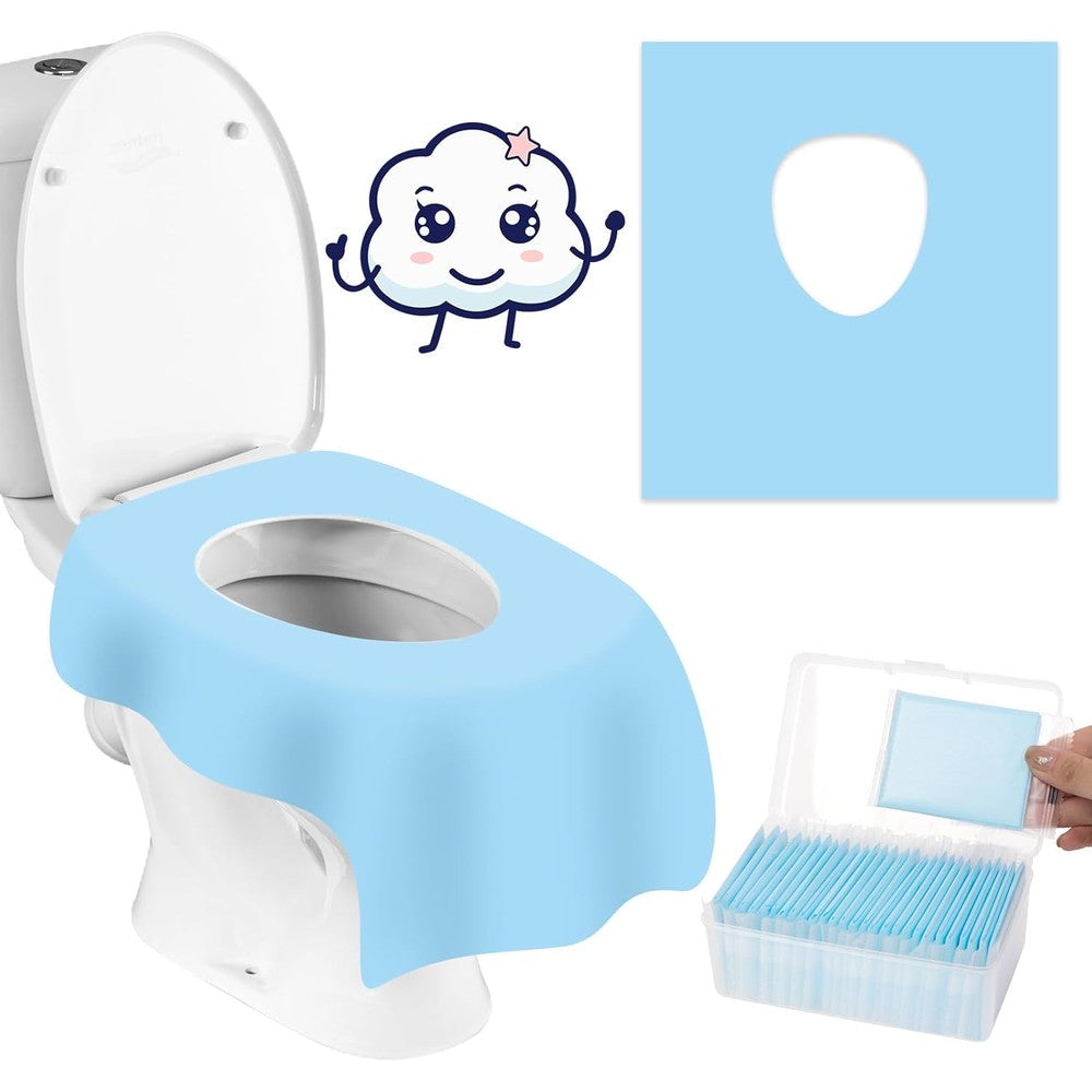Cottonessence Disposable Toilet Seat Covers 30 Pack front view of packaging showcasing portable individual wraps.
