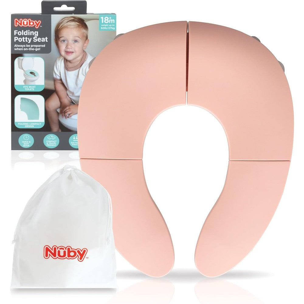Nuby Folding Potty Seat pink travel toilet seat front view for toddlers