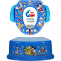 Disney Mickey Mouse Pals at Play potty training set front view showing cushioned seat and step stool