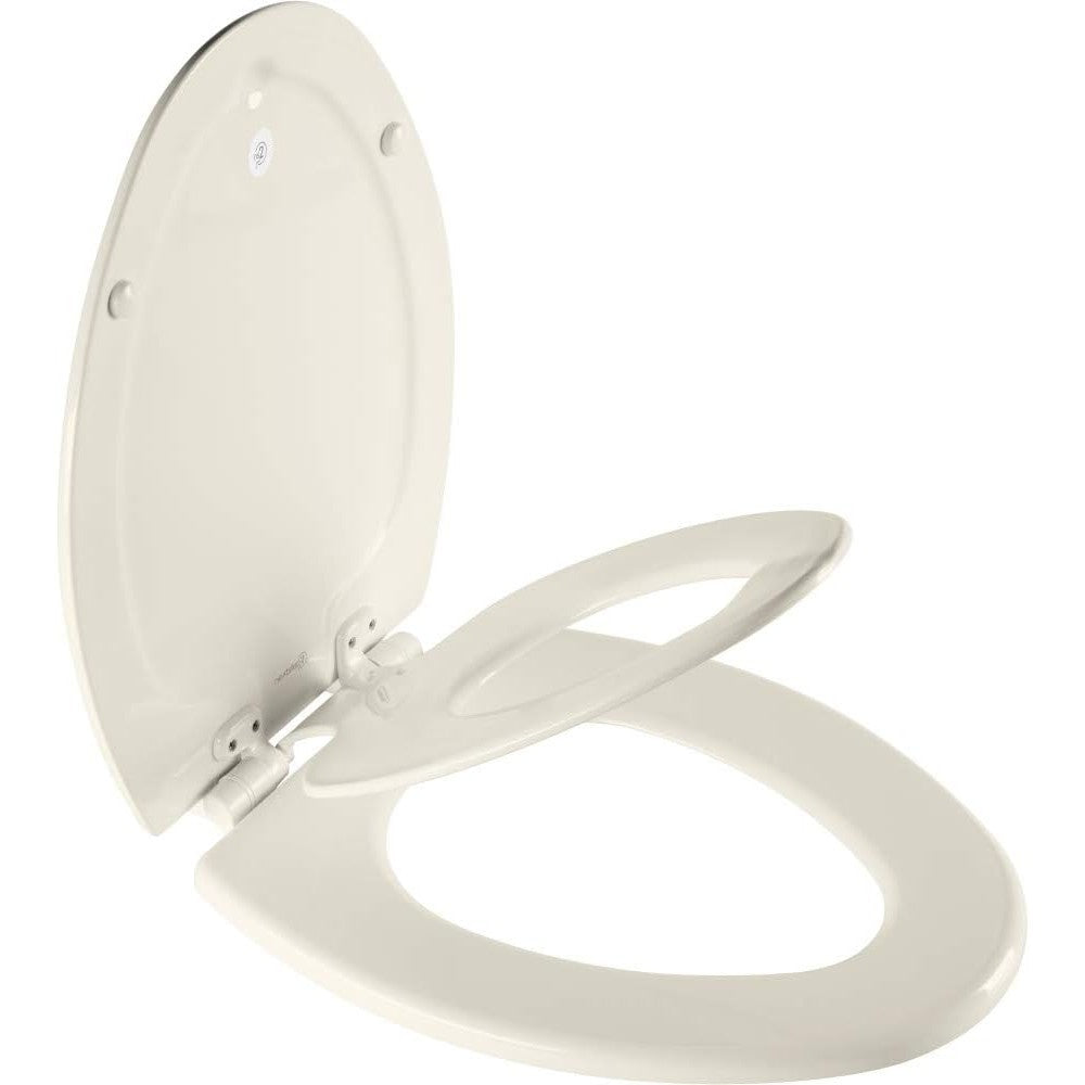 Mayfair NextStep2 toilet seat elongated biscuit front view for family bathroom setups