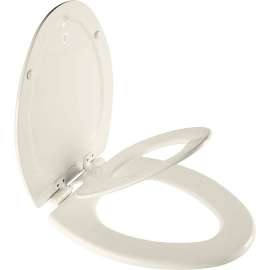 Mayfair NextStep2 toilet seat elongated biscuit front view for family bathroom setups
