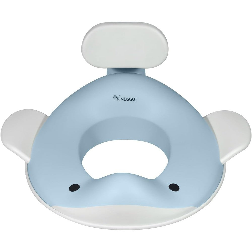 Kindsgut whale potty training seat light blue front view for toddler toilet training