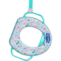 GUBB Peppa Pig soft potty training toilet seat front view in teal color featuring safety handles.