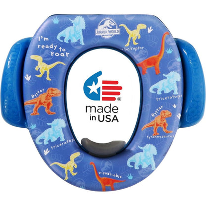 Ginsey NBC Universal Jurassic World Soft Potty Seat front view blue cushioned toddler toilet training ring