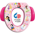 Disney Princess Loving Life soft potty training seat front view featuring pink princess graphics