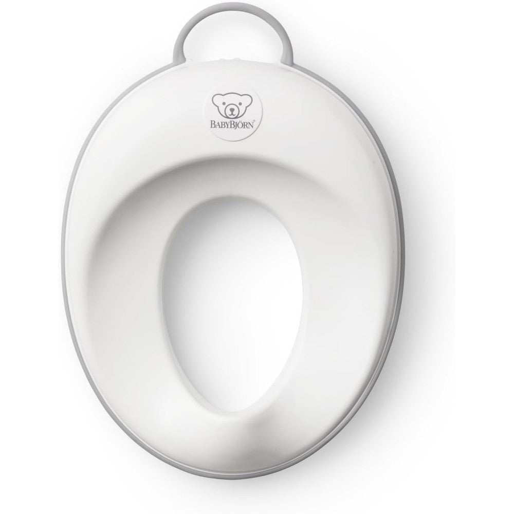 BabyBjorn Toilet Trainer White and Gray front view ergonomic toddler potty seat