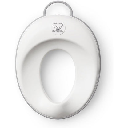 BabyBjorn Toilet Trainer White and Gray front view ergonomic toddler potty seat