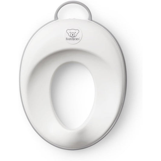 BabyBjorn Toilet Trainer White and Gray front view ergonomic toddler potty seat