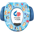 Ginsey Bluey Soft Potty Seat front view showcasing the cushioned character design and blue easy-grip side handles.