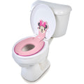 Bright Starts Disney Minnie Mouse Flip and Sit potty training seat front view attached to toilet