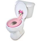 Bright Starts Disney Minnie Mouse Flip and Sit potty training seat front view attached to toilet