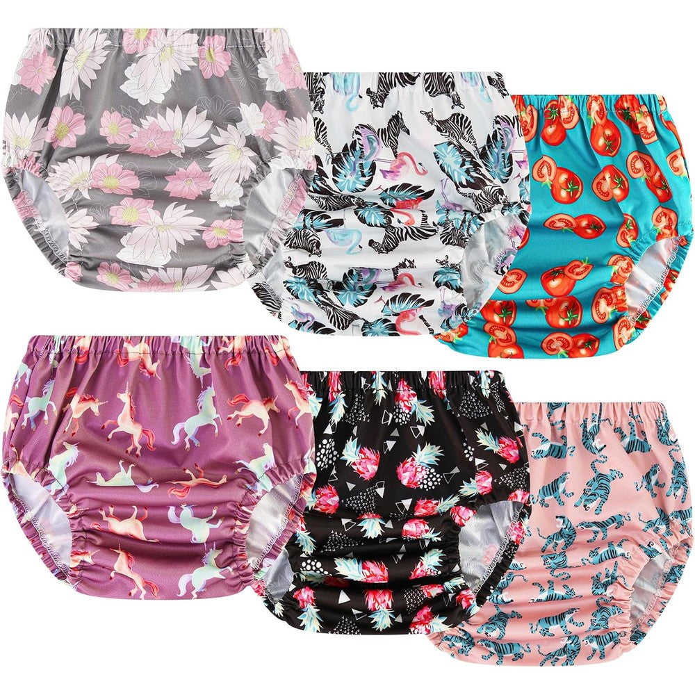 Joyo Roy Plastic Diaper Covers front view of six pack waterproof training pants for toddler girls