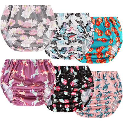 Joyo Roy Plastic Diaper Covers front view of six pack waterproof training pants for toddler girls
