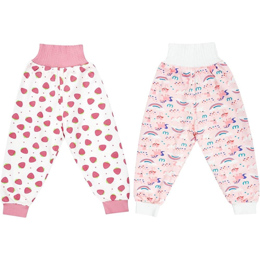 MOEMOE BABY leakproof diaper pants front view showing dino print overnight potty training shorts for toddlers.