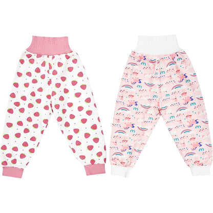 MOEMOE BABY leakproof diaper pants front view showing dino print overnight potty training shorts for toddlers.