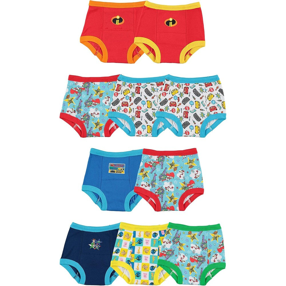 Disney Pixar toddler potty training pants multipack front view showing character designs