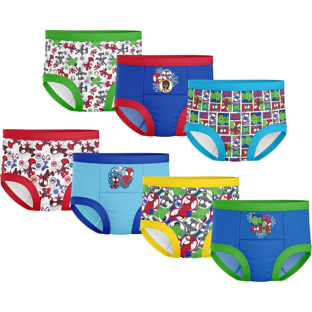 Spiderman superhero toddler potty training underwear pants multipack front view showing Marvel character prints