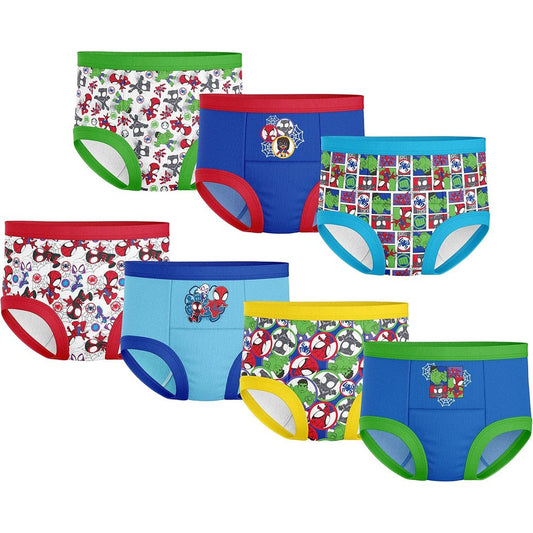 Spiderman superhero toddler potty training underwear pants multipack front view showing Marvel character prints