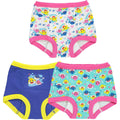 Baby Shark toddler potty training pants multipack front view showing colorful cartoon prints.