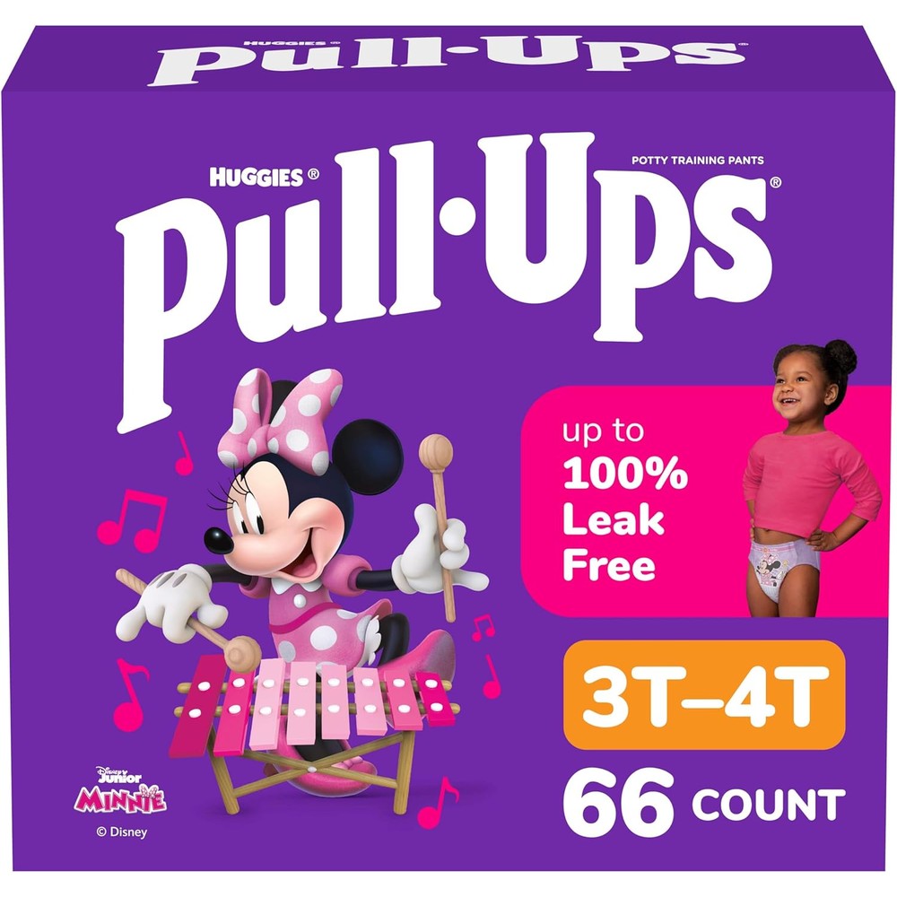 Pull-Ups Learning Designs Girls Training Pants front view of the 66 count packaging.