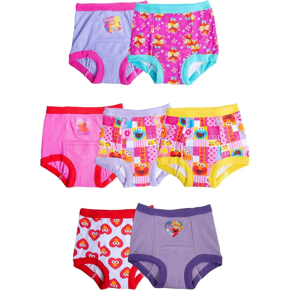 Sesame Street unisex toddler potty training pants front view showcasing Elmo and Cookie Monster prints.