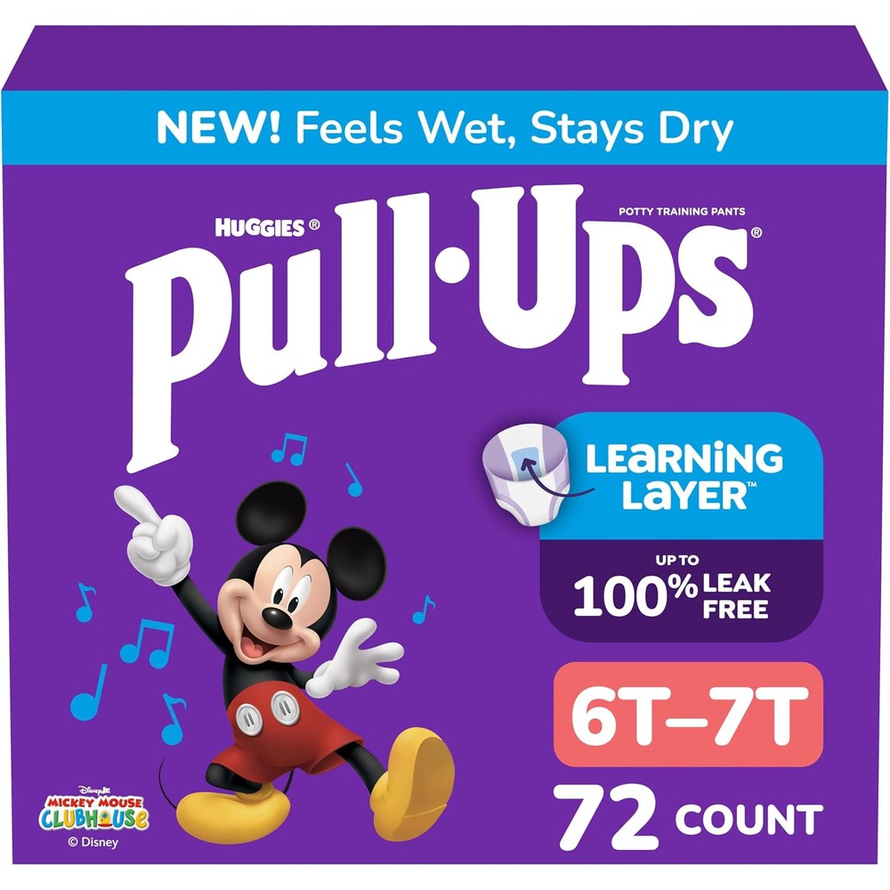 Pull-Ups Boys Potty Training Pants front view of packaging box showing 72 count size 6T-7T