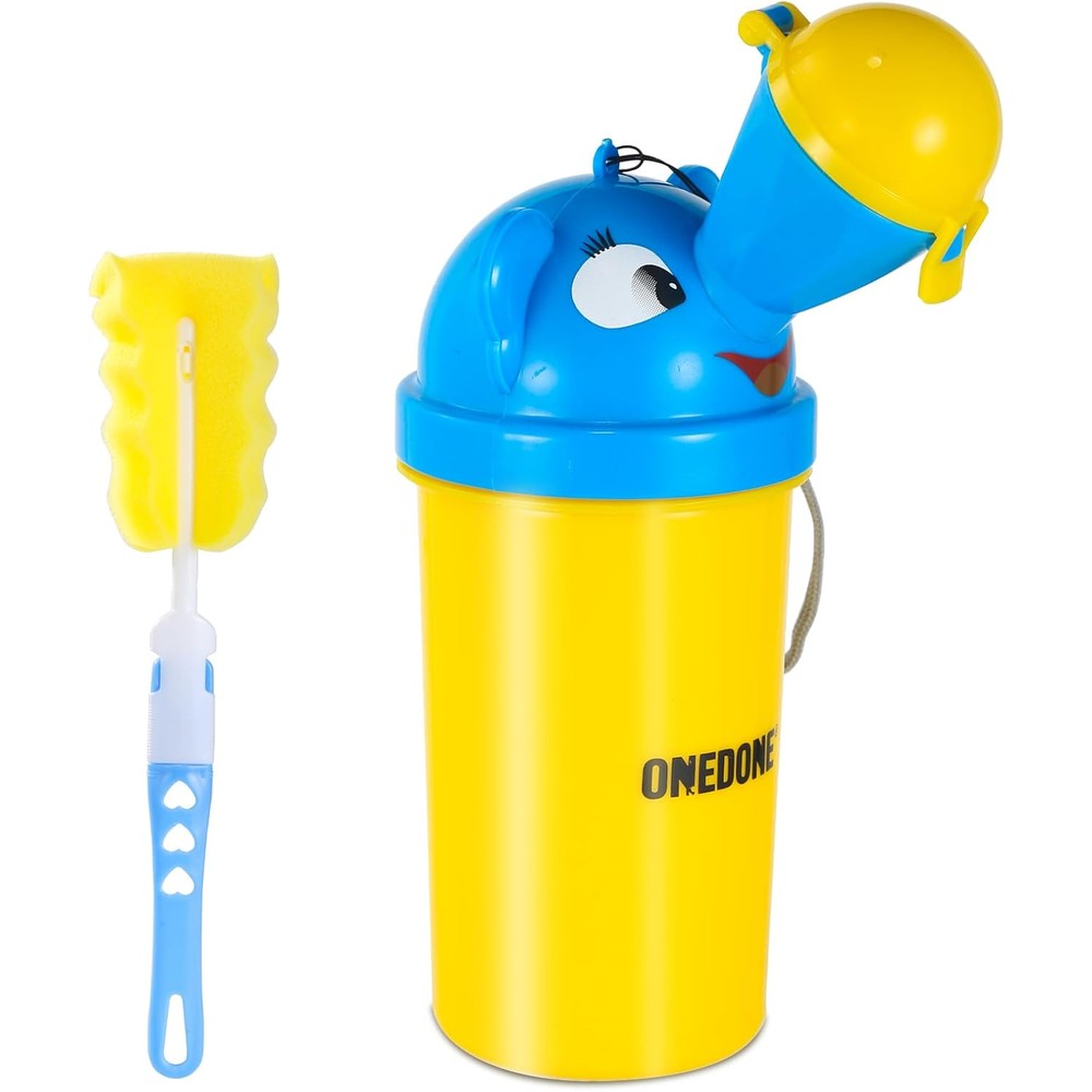 Onedone Portable Urinal For Kids 17 Fluid Ounce Pee Bottle With Cleaning Brush For Travel Camping And Emergency Toilet Training Yellow - Image 1