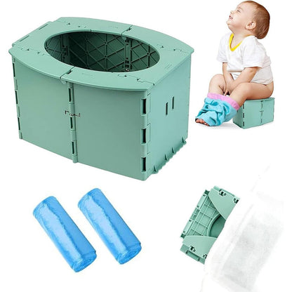 SunnySmile portable travel potty front view showing folded size