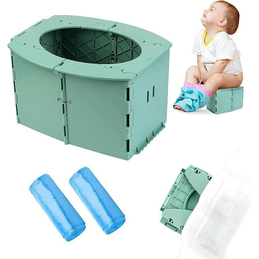 SunnySmile portable travel potty front view showing folded size