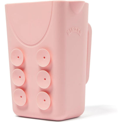 Rinzee Baby Bath Rinse Cup front view showcasing pink food grade silicone body and smooth rim.