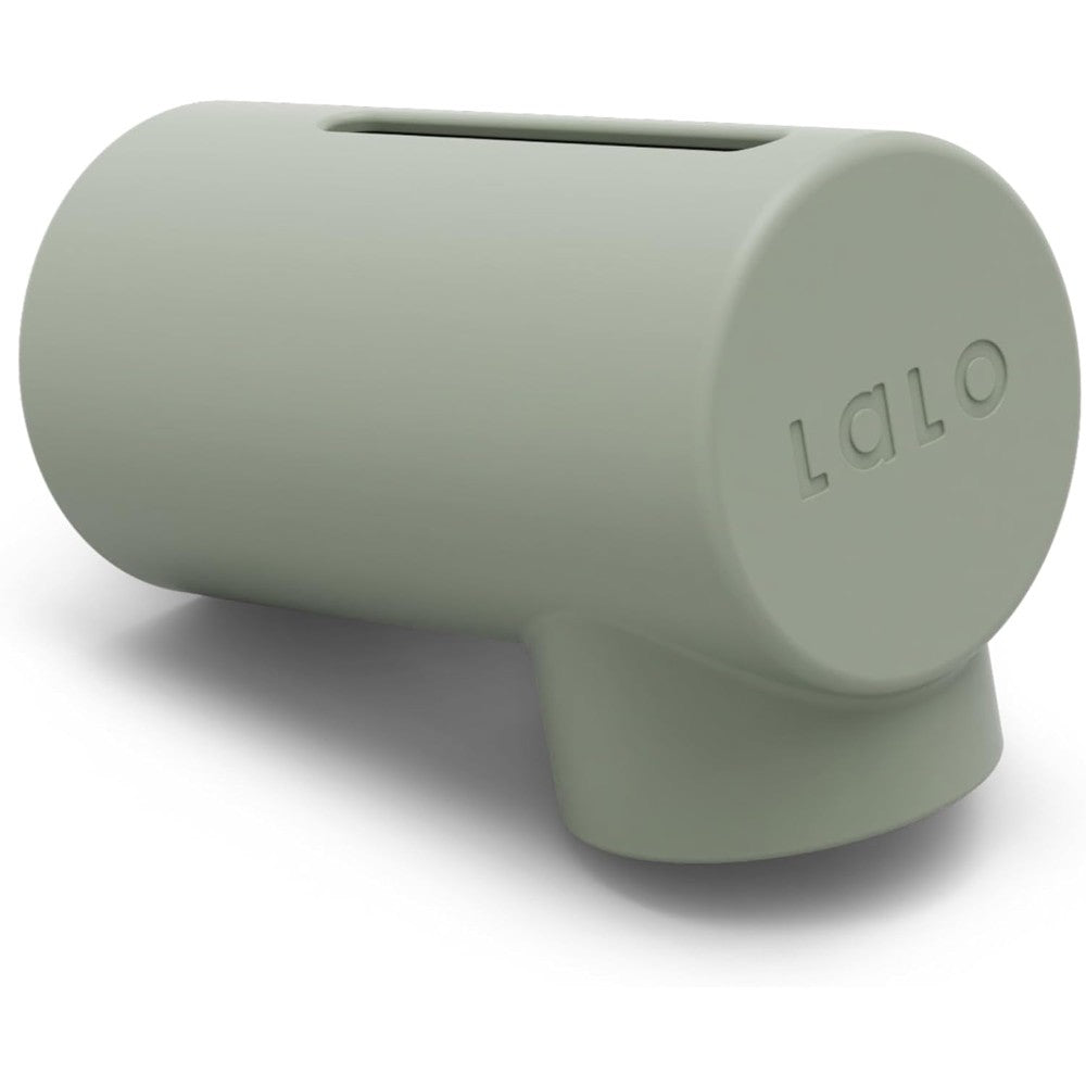 Lalo silicone bath spout cover in sage green front view for baby safety