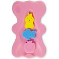 Fiabc soft infant bath sponge front view showing pink bear contour