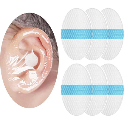 Saicheek waterproof baby ear covers 60-pack front view showing clear protective stickers