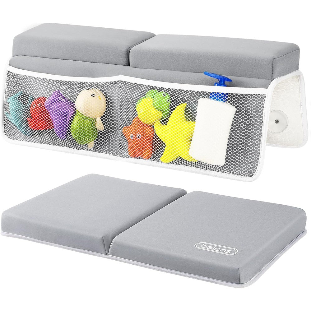 Beiens bath kneeler and elbow rest pad set front view in grey