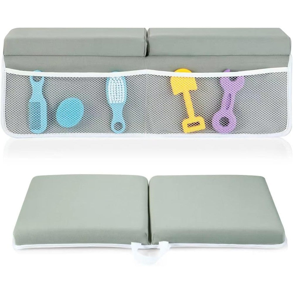 PandaEar baby bath kneeler and elbow rest pad grey front view comfortable kneeling mat cushion