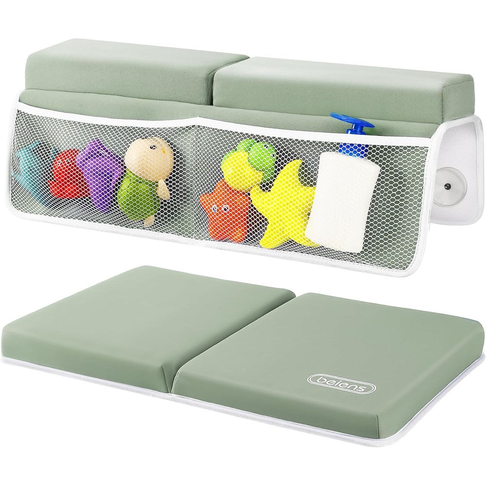 Beiens bath kneeler and elbow rest pad set front view showing green memory foam cushioning.