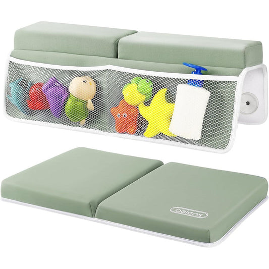 Beiens bath kneeler and elbow rest pad set front view showing green memory foam cushioning.