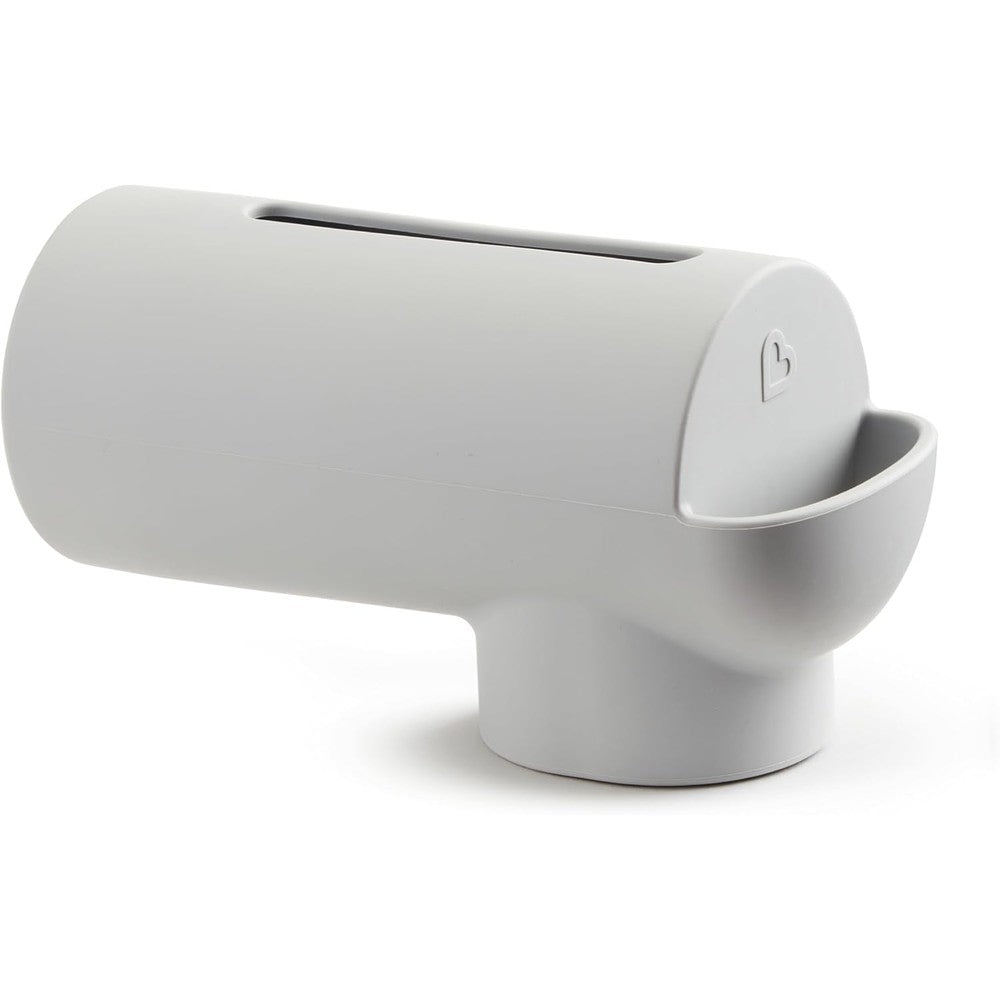 Munchkin Soft Spot bath spout cover front view showcasing grey silicone design.