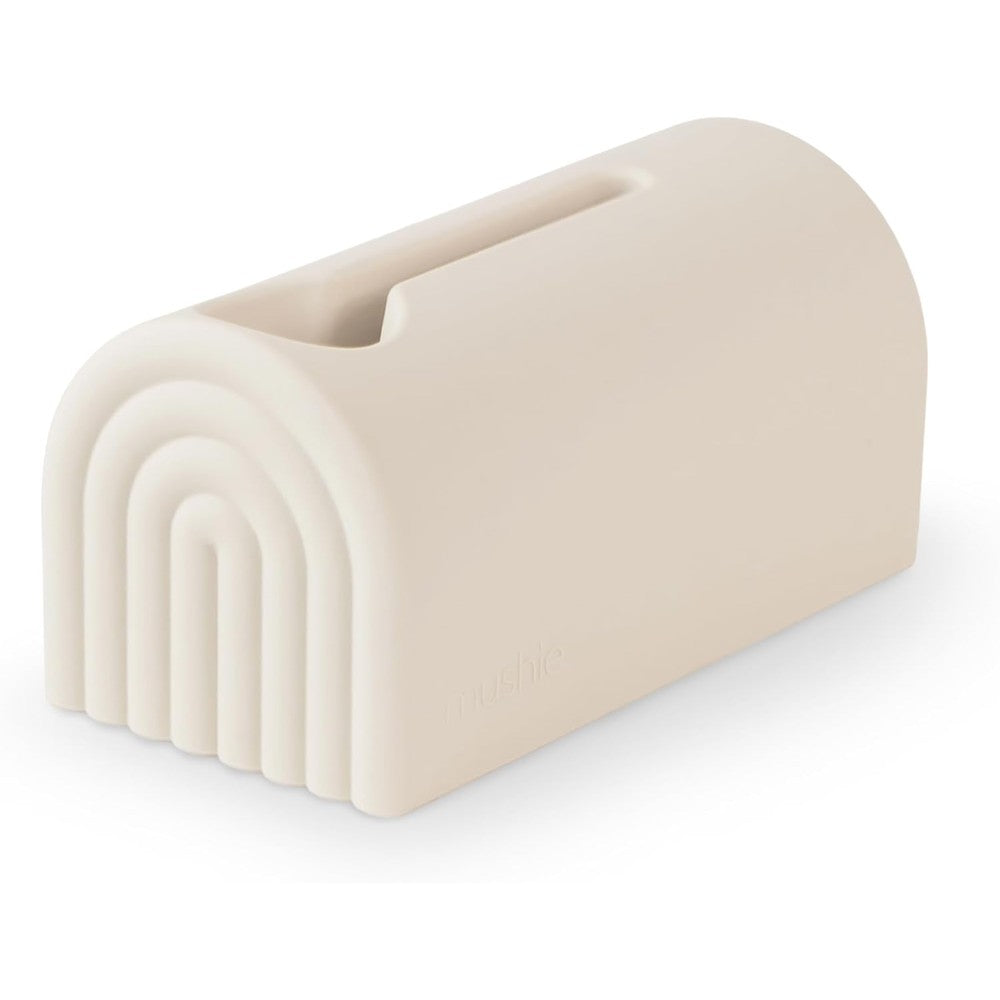 Mushie Bath Spout Cover in Shifting Sand front view