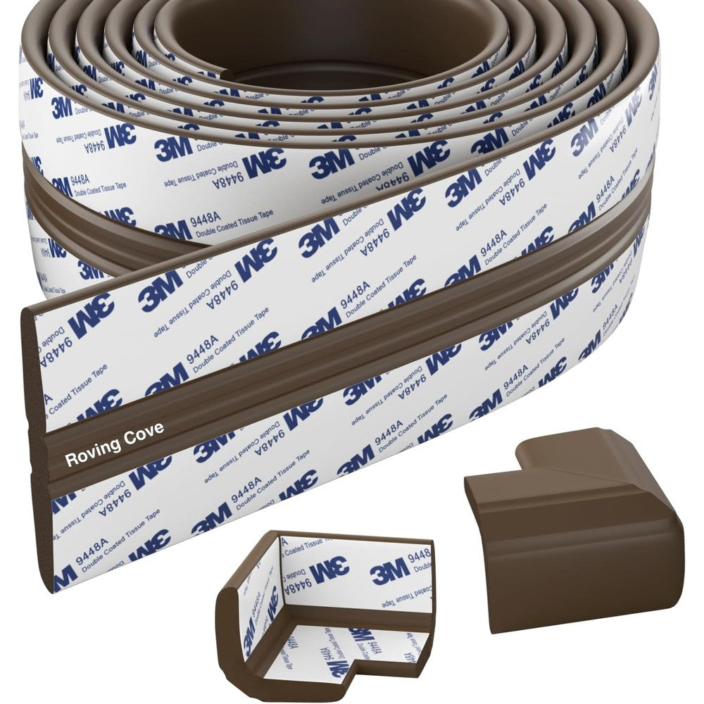 Roving Cove PreFit Broad Fireplace Edge Corner Protector Coffee Brown front view