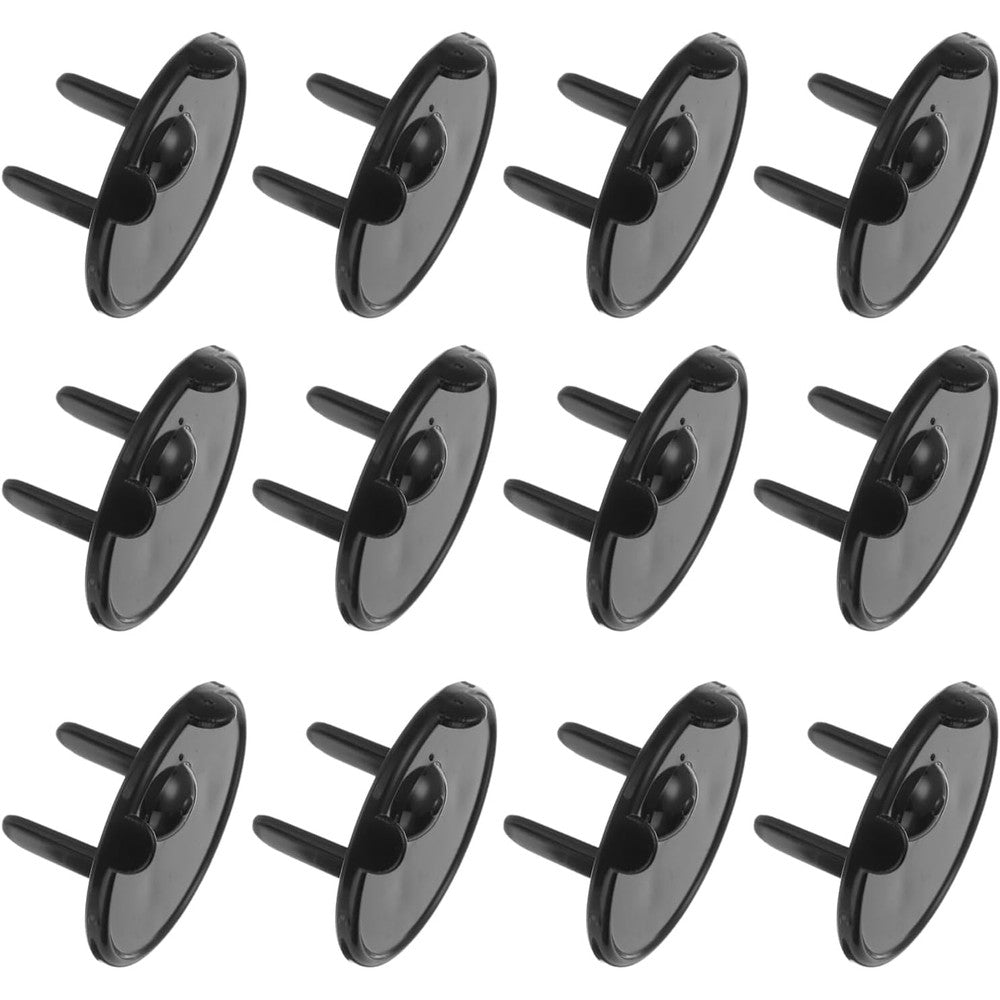 Meccanixity 12 pack black safety outlet covers front view