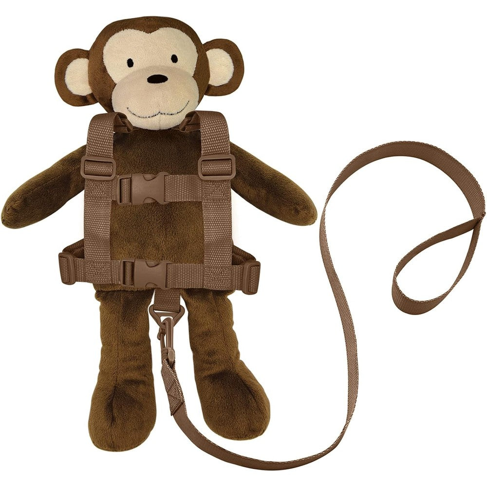 Goldbug toddler safety harness front view with monkey design