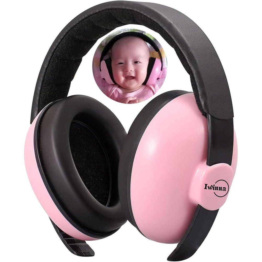Iwinna baby noise cancelling headphones in pink front view