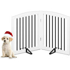 PUPETPO freestanding pet gate front view standing in a home doorway