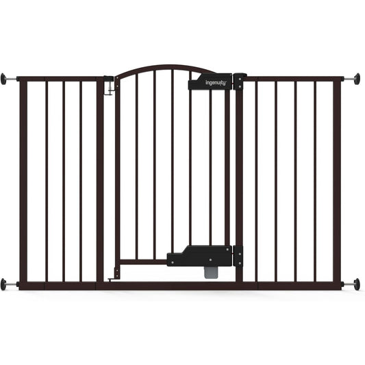Ingenuity Thruway hands free baby gate front view in espresso finish