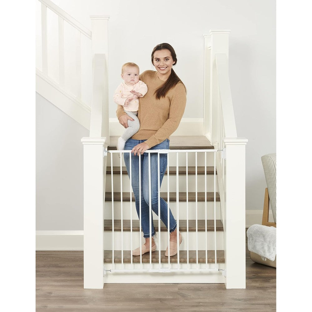 Regalo Extra Tall Easy Swing Stairway Baby Gate front view installed in hallway